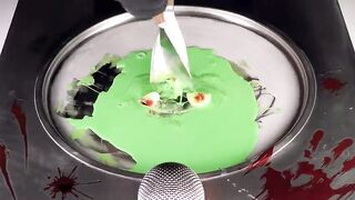 ASMR - Slime Eyes | oddly satisfying Halloween Ice Cream Rolls - fast rough aggressive ASMR - Food