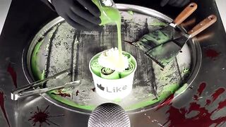 ASMR - Slime Eyes | oddly satisfying Halloween Ice Cream Rolls - fast rough aggressive ASMR - Food
