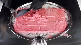 ASMR - Watermelon Ice Cream Rolls | how to make a Melon to Ice Cream - tapping & scratching Tingles