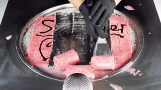 ASMR - Watermelon Ice Cream Rolls | how to make a Melon to Ice Cream - tapping & scratching Tingles