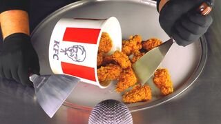 ASMR - KFC fried Chicken Wings Ice Cream Rolls | how to make hot Wings to Ice Cream - fast Food 밴쯔