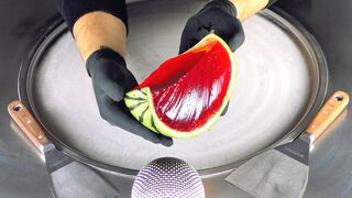 ASMR - Jelly Watermelon Ice Cream Rolls | Melon Food Art - fast & aggressive tapping and scratching