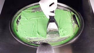 ASMR - green Slime Ice Cream Rolls | how to make Slime to delicious Ice Cream - satisfying Food