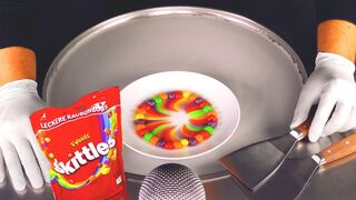 ASMR - Skittles Rainbow Experiment | oddly satisfying Food Fusion with Candy and Ice Cream Rolls 4k