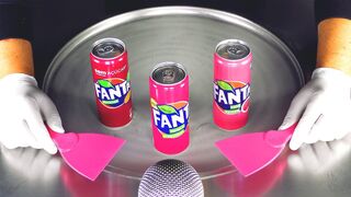 ASMR - pink Fanta Mix Ice Cream Rolls | oddly satisfying Food Fusion - fast ASMR Tingles & Triggers