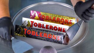 ASMR - Triple Toblerone Ice Cream Rolls | how to make massive Chocolate Ice Cream - Food Fusion