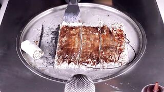 ASMR - Triple Toblerone Ice Cream Rolls | how to make massive Chocolate Ice Cream - Food Fusion