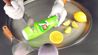 ASMR - 7up Lemon Ice Cream Rolls | how to make Lemonade to rolled fried Ice Cream - frozen beverage