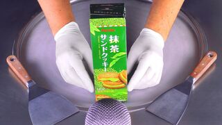 ASMR - Matcha Green Tea Cookies Ice Cream Rolls | Furuta Cookies Dessert - Japan Food Recipe 홈 베이킹