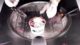 ASMR - Rainbow Nerds Candy Ice Cream Rolls | oddly satisfying Street Food - tapping & scratching 4k