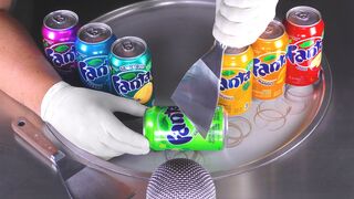 ASMR - FANTA Ice Cream Crushing | oddly satisfying Food Fusion with Fanta Lemonade - Ice Cream Rolls