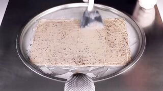 ASMR - Reese's Cupcake Ice Cream Rolls | how to make Ice Cream with Peanut Butter Cups - Cupcakes