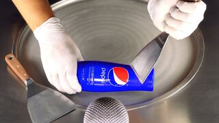 ASMR - PEPSI Ice Cream Rolls | how to make crushed iced Pepsi Cola to fried Ice Cream - satisfying