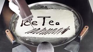 ASMR - Iced Tea Ice Cream Rolls | how to make Lipton Peach Ice Tea to Thai Ice Cream - fast recipe