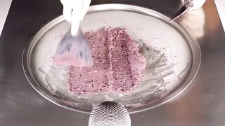 ASMR - Pink Crispy Sakura OREO Ice Cream Rolls | oddly satisfying rolled fried Cookies Ice Cream