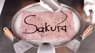 ASMR - Pink Crispy Sakura OREO Ice Cream Rolls | oddly satisfying rolled fried Cookies Ice Cream