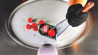 ASMR - Cherry Cola Ice Cream Rolls | how to make Dr Pepper Coca Cola & Cherries to Ice Cream - Food
