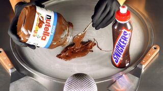 ASMR - nutella & Snickers Ice Cream Rolls | how to make the best Chocolate Ice Cream ever
