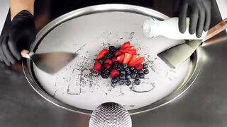 ASMR - Very Berry Ice Cream Dream | Ice Cream Rolls with Strawberry Raspberry Blueberry & Blackberry