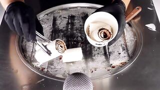 ASMR - Coffee Coca-Cola Ice Cream Rolls | crushing Sounds with Them Ca Phe Cola - oddly satisfying