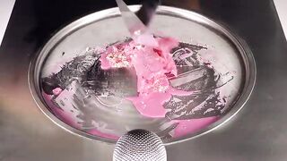 ASMR - Pink Sakura Ice Cream Rolls | oddly satisfying rolled Ice Cream Tingles with Japanese KitKat