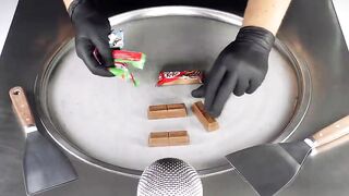 ASMR - KitKat Ice Cream Rolls | how to make KitKat rolled fried Ice Cream - oddly satisfying Tingles