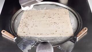 ASMR - Chocolate Cookies Ice Cream Rolls | how to make Cookie Ice Cream with Milka - fast hyper ASMR