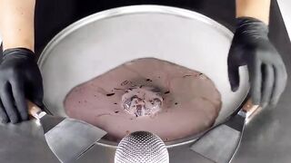 ASMR - Chocolate Brownie Ice Cream Rolls | how to make Grandma's Cookies to rolled fried Ice Cream