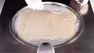 ASMR - STARBUCKS Coffee frappucino Ice Cream Rolls | how to make fried Ice Cream with Coffee Drinks