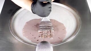 Nesquik Chocolate Ice Cream Rolls | how to make fried Ice Cream with Chocolate & Cookies - Food ASMR