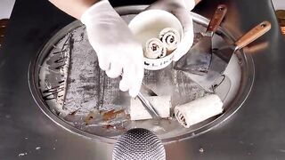 ASMR - Gold Coin Ice Cream Rolls | making golden Coins to oddly satisfying rolled Ice Cream - Food