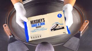 ASMR - Cookies & Cream Ice Cream Rolls with Hershey's | oddly satisfying Food Fusion fried Ice Cream