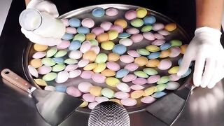 ASMR - crushing colorful Candy to Ice Cream Rolls | oddly satisfying Food - crackling & scratching