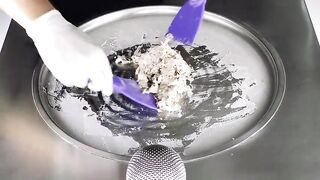 ASMR - crushing Chocolate Soft Cookies Ice Cream Rolls | how to make oddly satisfying Milka Dessert