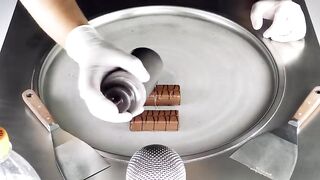 ASMR - Cake Ice Cream Rolls | rolled Ice Cream with YES Cakes - Chocolate & Caramel Recipe - 4k Food