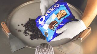 ASMR - how to make crunchy OREO Cookie Pieces to Ice Cream Rolls | oddly satisfying crushing Sounds