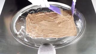 ASMR - Milka Chocolate Spread Ice Cream Rolls | fried Ice Cream with Chocolate Hazelnut Cream - Food