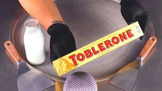 ASMR - TOBLERONE Ice Cream Rolls | oddly satisfying crushing tapping & scratching - no talking Food