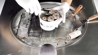 ASMR - crushing crunchy OREO Cookies to fried Ice Cream Rolls | oddly satisfying Food Video - 4k 먹방