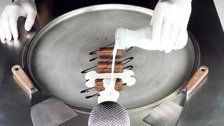 ASMR - m&m's Cake Ice Cream Rolls | how to make Cake - Ice Cream Recipe with Chocolate / Food ASMR