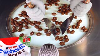 ASMR - Kinder Choco Bons Ice Cream Rolls | Kinder Chocolate Eggs - tapping & scratching fast ASMR 4k