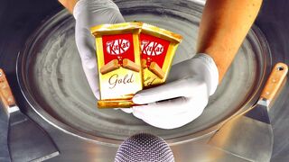 ASMR - KitKat Gold Ice Cream Rolls | how to make golden Dessert with Kit Kat Chocolate - Food ASMR
