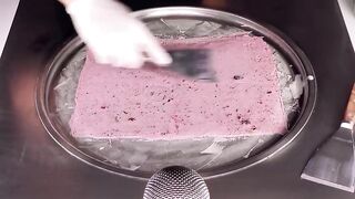 ASMR - Macarons Ice Cream Rolls | how to make rolled fried Macaron Ice Cream Recipe - Food ASMR