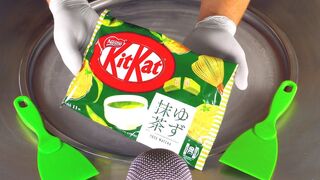ASMR - green KitKat Lemon Matcha Ice Cream Rolls | oddly satisfying ASMR - Japanese Chocolate Candy