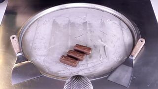 ASMR - Nuts Ice Cream Rolls | oddly satisfying Chocolate Bar rolled fried Ice Cream - loud ASMR Food