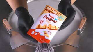 ASMR - kinder bueno Ice Cream Rolls with white Chocolate Bar | oddly satisfying tapping & scratching