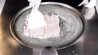 ASMR - Ice Cream Rolls | how to make satisfying rolled fried Ice Cream Cone - fast ASMR | Food 4k