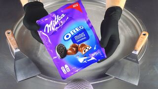 ASMR - OREO Milka Chocolate Ice Cream Rolls | oddly satisfying triggers, tingles & fast rough Sounds