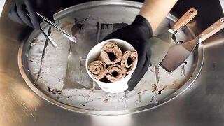 ASMR - nutella & Ferrero Rocher Ice Cream Rolls | fast oddly satisfying Chocolate Tingles - 4k Food
