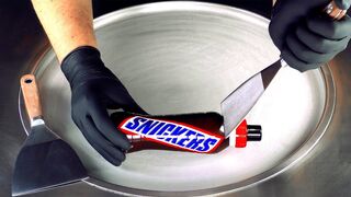 ASMR - Snickers Chocolate Drink Ice Cream Rolls | oddly satisfying tapping & scratching fast ASMR 4k